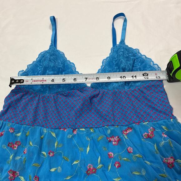 NWT Victoria's Secret Vintage Y2k 2006 Lace Floral Blue Dainty Babydoll Top Med - Picture 8 of 8